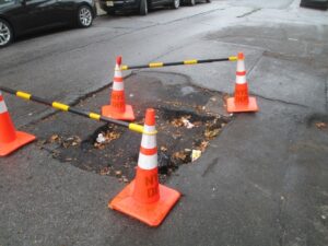 Water main leak sinkhole