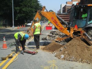 Excavating for sewer repair