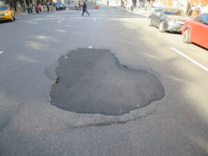 Sinkhole caused by water leak