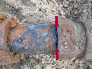 lead water line leak