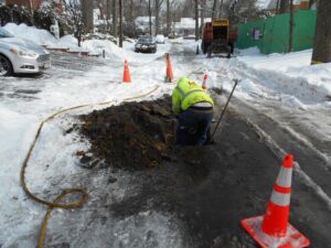 Digging to turn off water