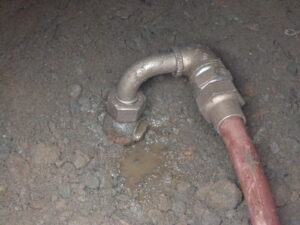 Close-up of tap and water line
