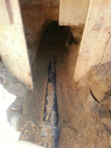 New cast iron sewer installed