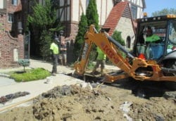 Excavating for sewer
