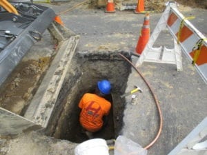Making tunnels for water line installation 