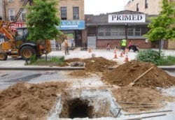Roadway excavation for new copper water line