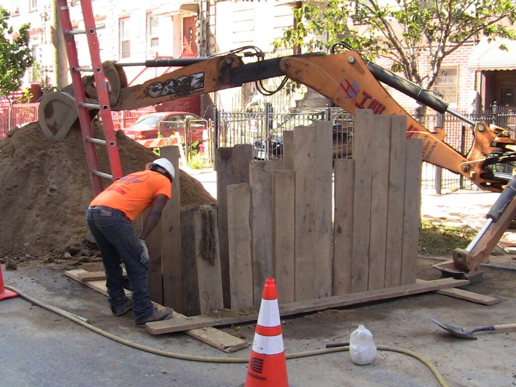Shoring for sewer installation 