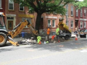 Digging the street for new water line install