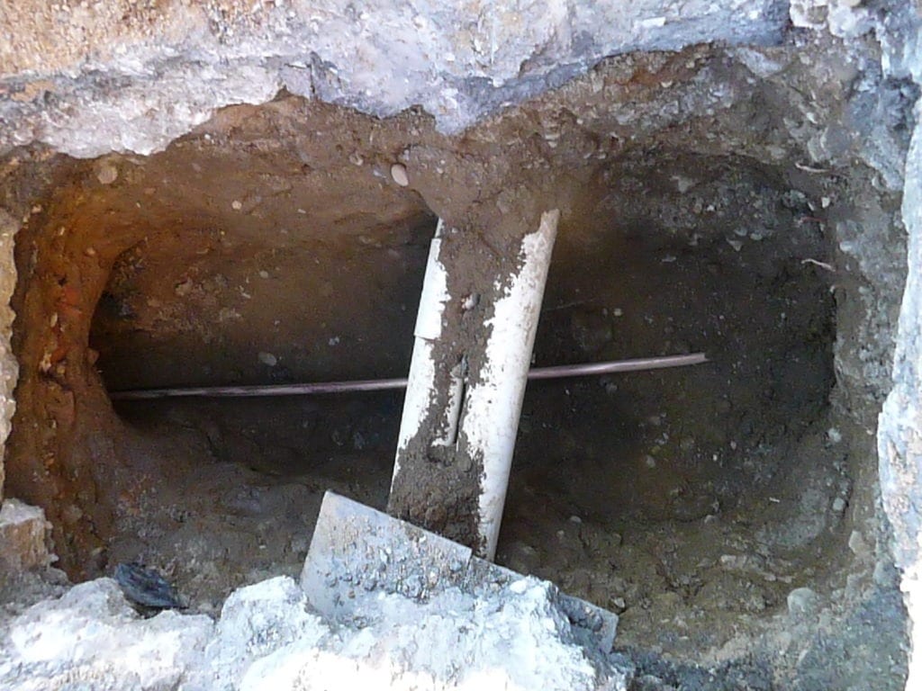 Copper water main install below ground