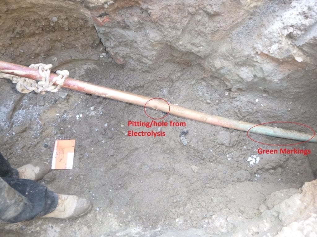 Electrolysis on copper water main