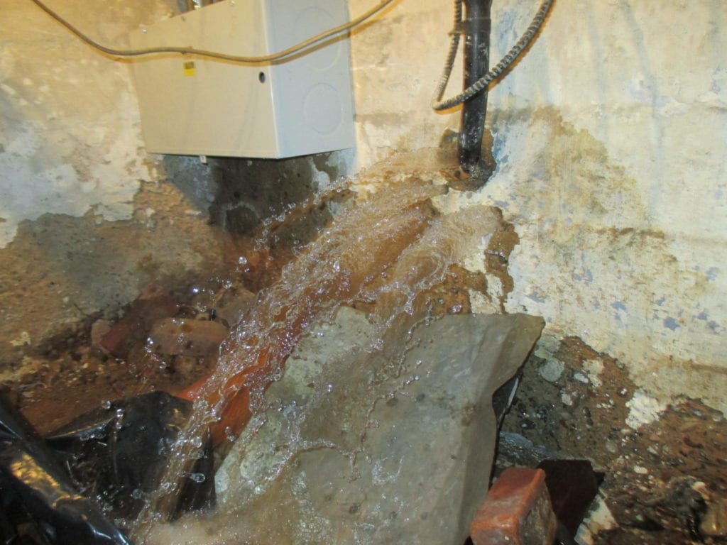 Pipe freezes and breaks at foundation wall