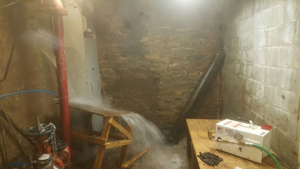 Water leak floods basement