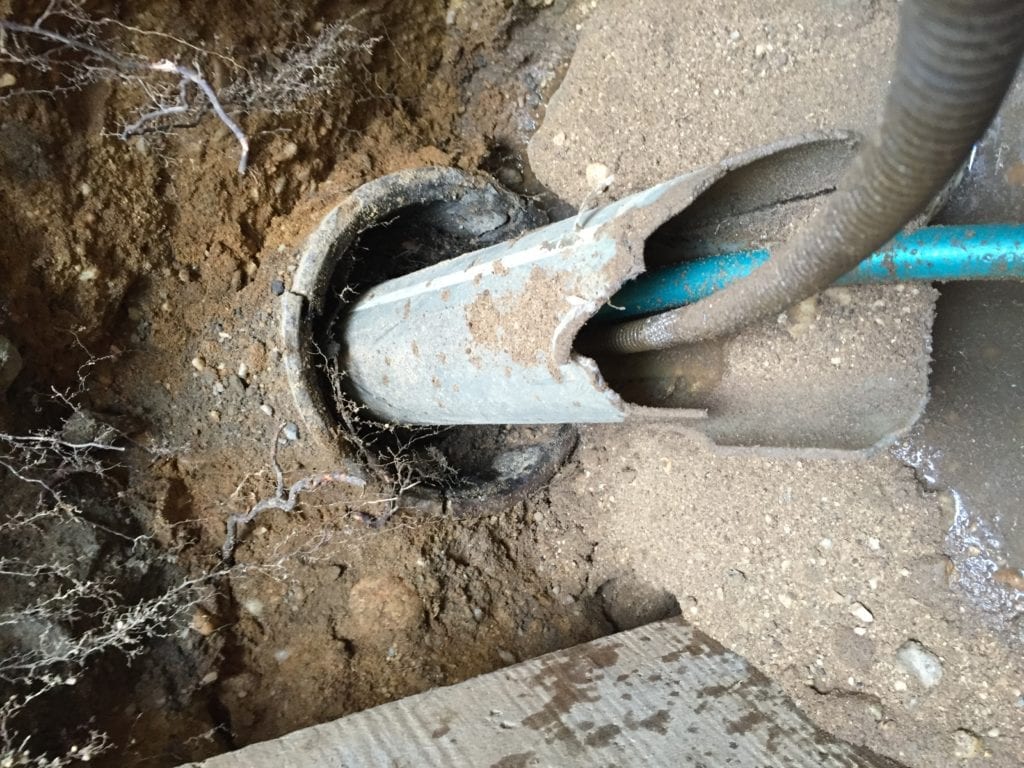 Broken sleeve inside of sewer line