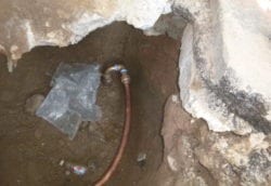 water line connected to city DEP tap connection