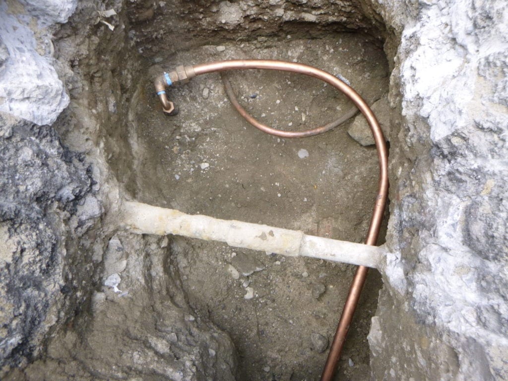 New water line connection to city main