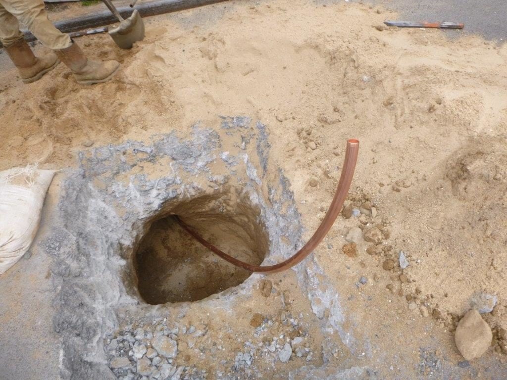 below ground tunnel for new copper water main 