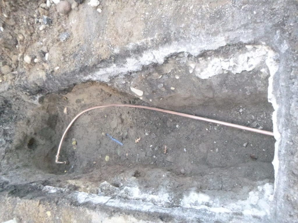 The new copper water main 