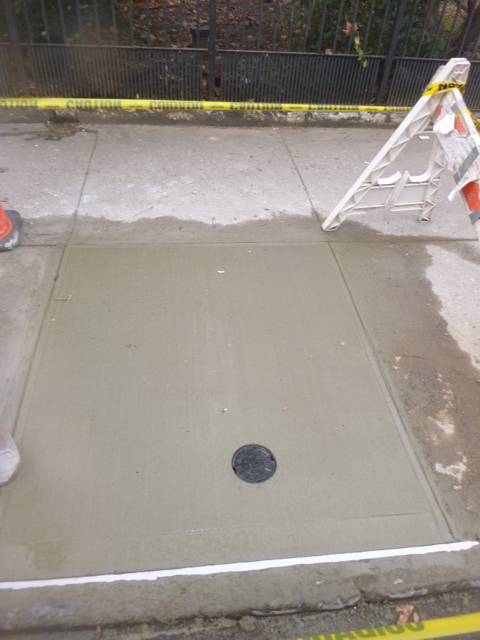 Sidewalk restoration with curb box 