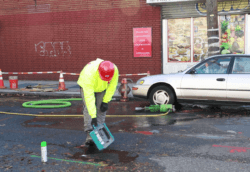 locating water main to replace for leaking pipe