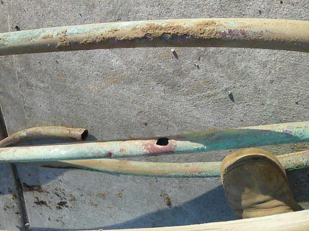 The result of stray current leak on copper pipe