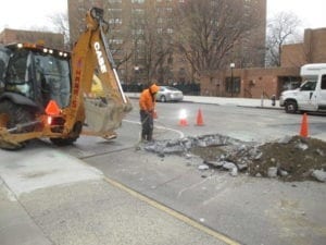 jackhammer roadway for new tap 