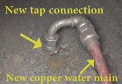 New tap and water main