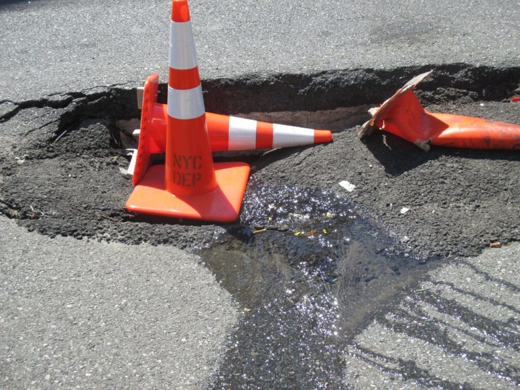 Sinkhole from broken sewer
