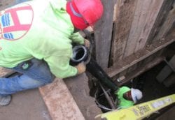 New cast iron sewer line being installed