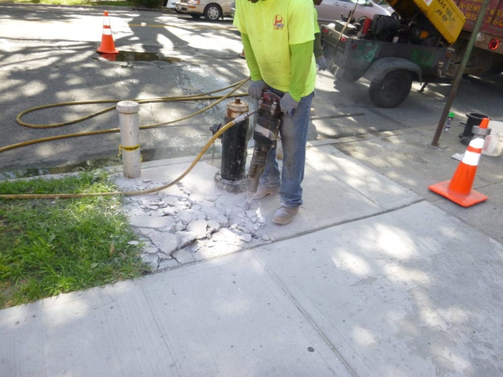 Preparing for removal of fire hydrant
