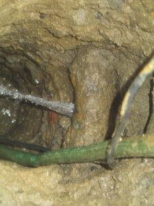 Lead pipe leaks below ground
