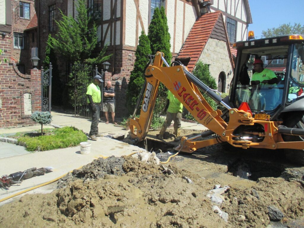 Excavating for sewer