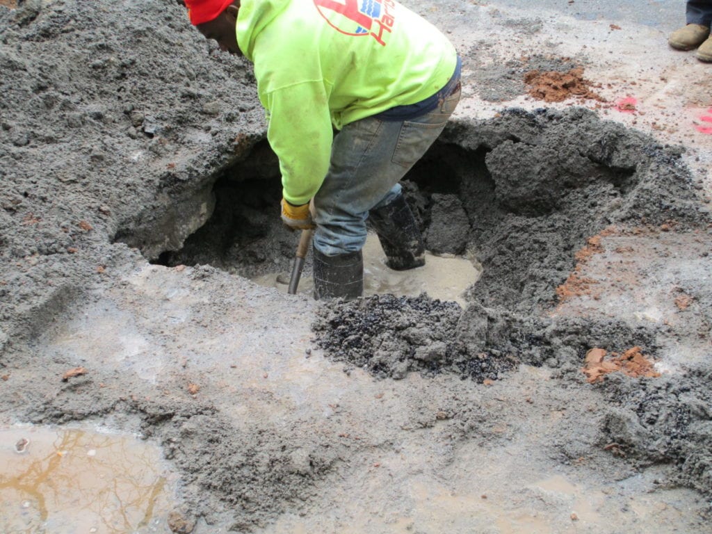 Digging in the tap hole